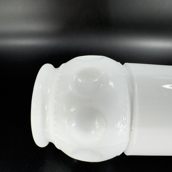 Vintage White Milk Glass Vase Vessel With Coin Dotted Pattern Bottom Glass Decor - Picture 6 of 12